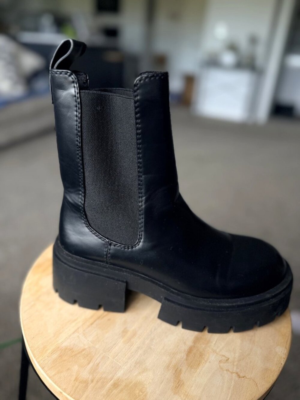H&M Black Chunky Lug Sole Chelsea Boots EU 38